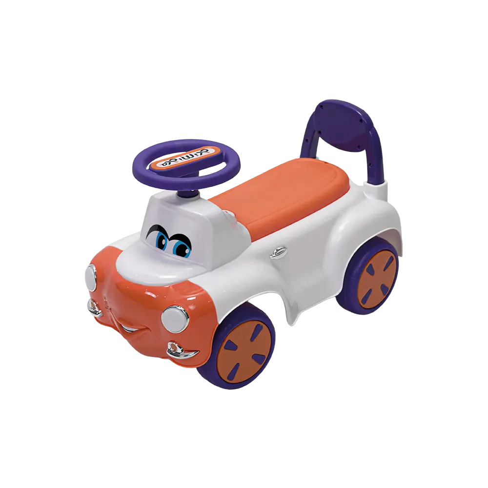 Battery-4-Wheels-Happy-Face-Design-White-&-Orange-Baby-Car Battery 4 wheels happy face design white & orange baby car