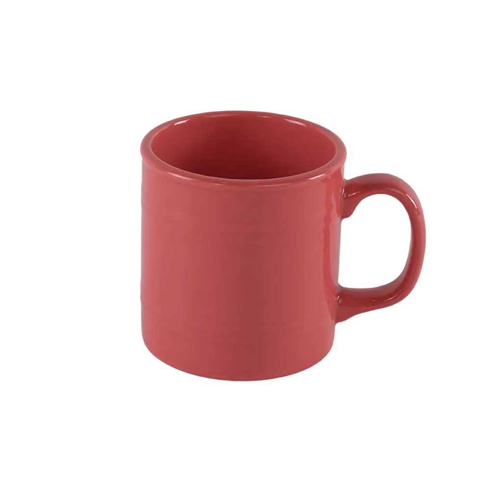 Ceramic barrel shaped orange mug with handle