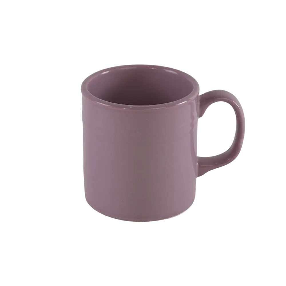 Ceramic barrel shaped purple mug with handle