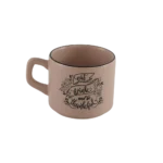 Ceramic beige small mug with handle & black rim