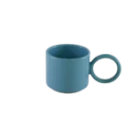 Ceramic blue small mug with circular handle