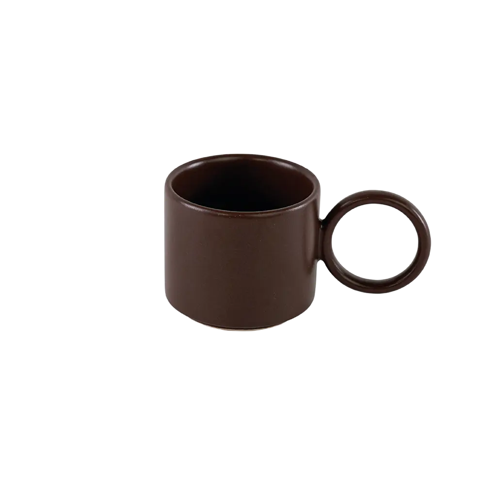 Ceramic-Brown-Small-Mug-with-Circular-Handle Ceramic brown small mug with circular handle