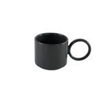 Ceramic dark grey small mug with circular handle