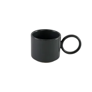Ceramic dark grey small mug with circular handle