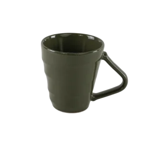Ceramic evergreen mug with angular handle