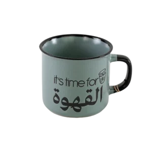 Ceramic its time for al qahwa design blue mug