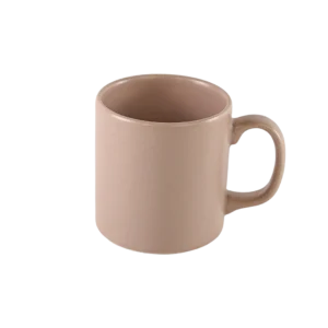 Ceramic matte beige mug with handle