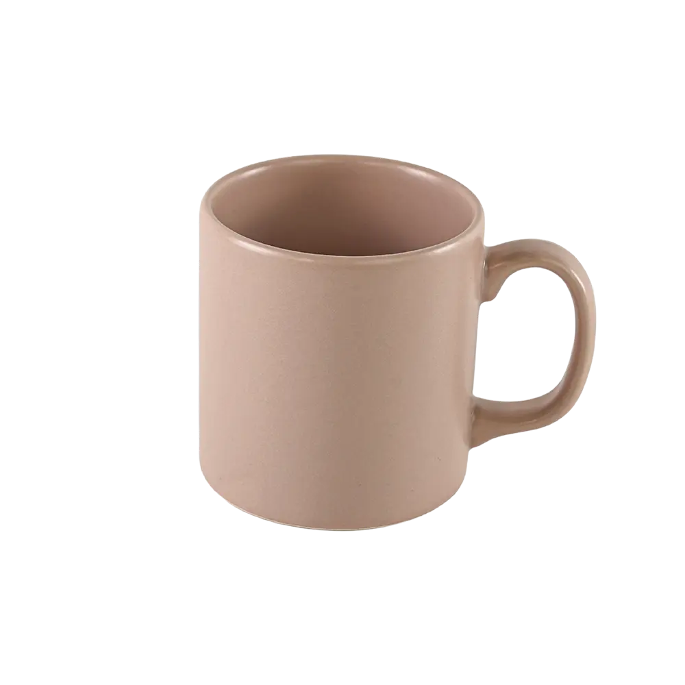 Ceramic matte beige mug with handle