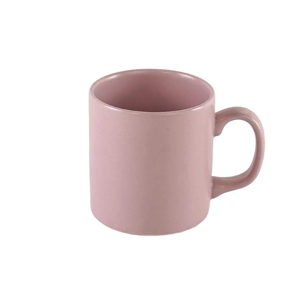 Ceramic matte pink mug with handle