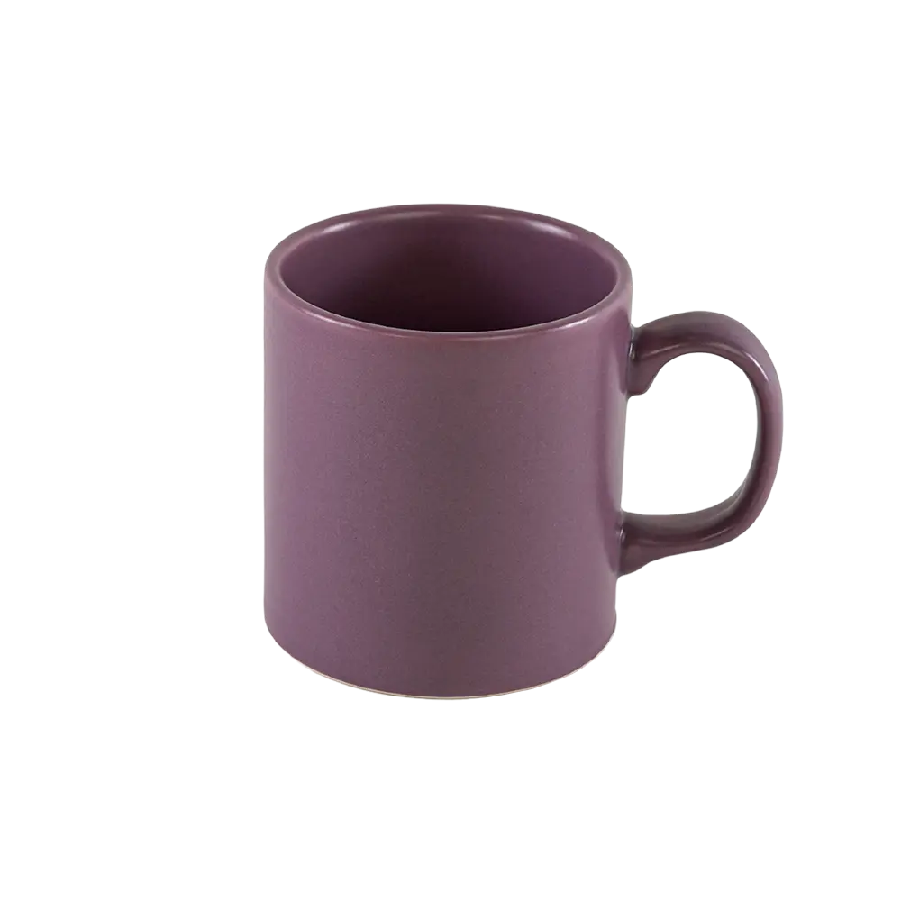 Ceramic matte purple mug with handle