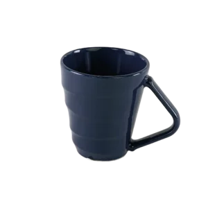 Ceramic navy blue mug with angular handle