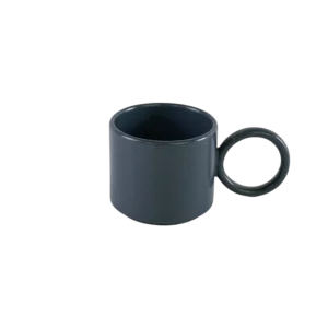 Ceramic navy blue small mug with circular handle