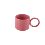 Ceramic pink small mug with circular handle