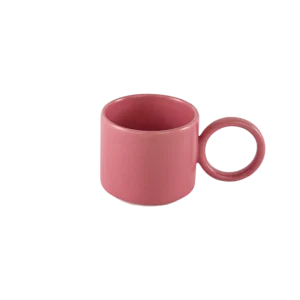 Ceramic pink small mug with circular handle