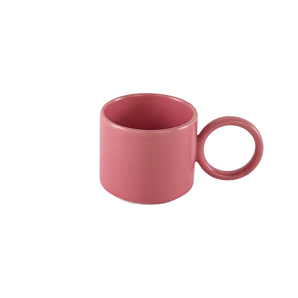 Ceramic-Pink-Small-Mug-with-Circular-Handle Ceramic pink small mug with circular handle