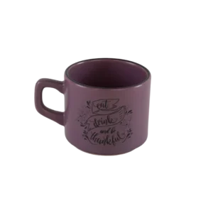 Ceramic purple small mug with handle & black rim