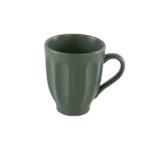 Ceramic ribbed design green mug with handle