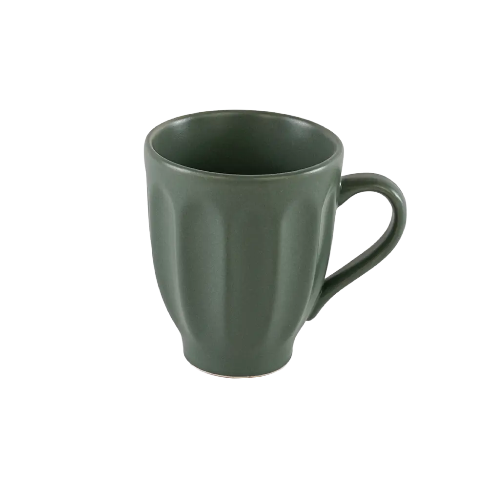Ceramic-Ribbed-Design-Green-Mug-with-Handle Ceramic ribbed design green mug with handle