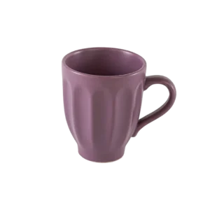 Ceramic ribbed design purple mug with handle