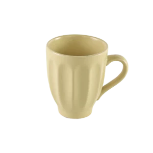 Ceramic ribbed design yellow mug with handle