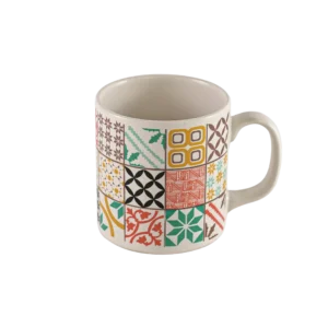 Ceramic sequares design white mug