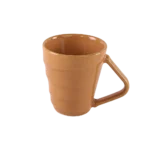 Ceramic terracotta mug with angular handle