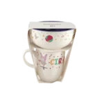 Ceramic white & orange mug with bowl