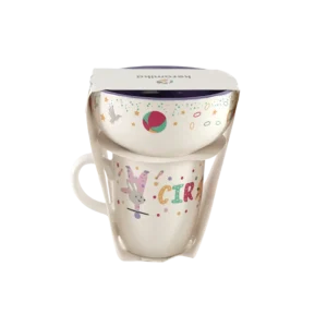 Ceramic white & orange mug with bowl