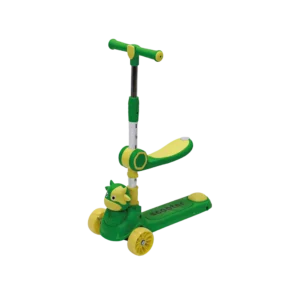 Cow design 3 wheels folding seat green scooter