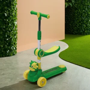 Cow design 3 wheels folding seat green scooter1