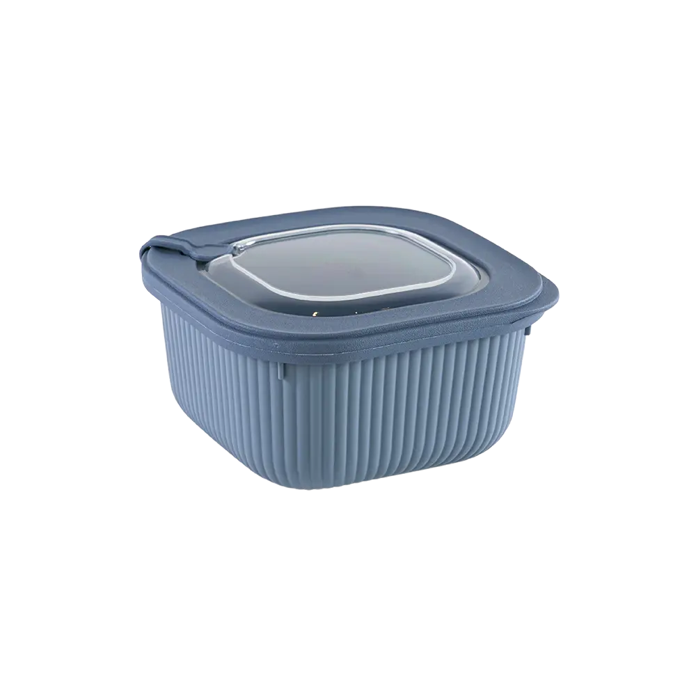 Dunya 0.6l ribbed design blue storage container