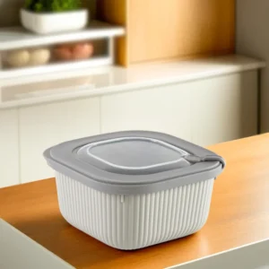 Dunya 1.1l ribbed design beige storage container1