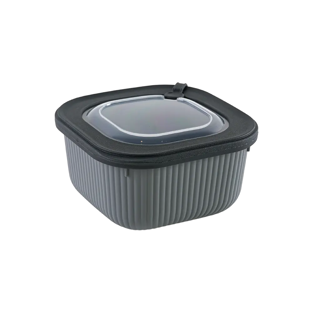 Dunya 1.1l ribbed design black storage container