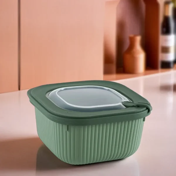 8696287309022 - Dunya 1.1L Ribbed Design Green Storage Container - FreeShop