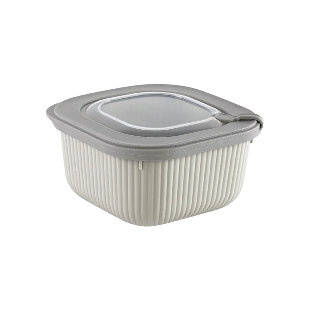 Dunya 1.8l ribbed design beige storage container
