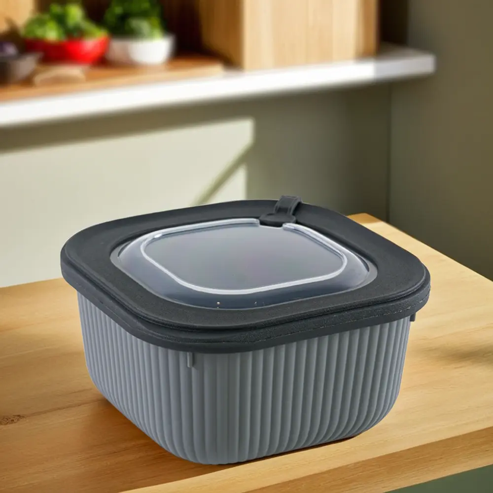 Dunya 1.8l ribbed design black storage container1