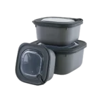 Dunya 3pcs microsafe grey storage containers set