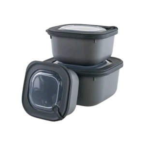 Dunya 3pcs microsafe grey storage containers set