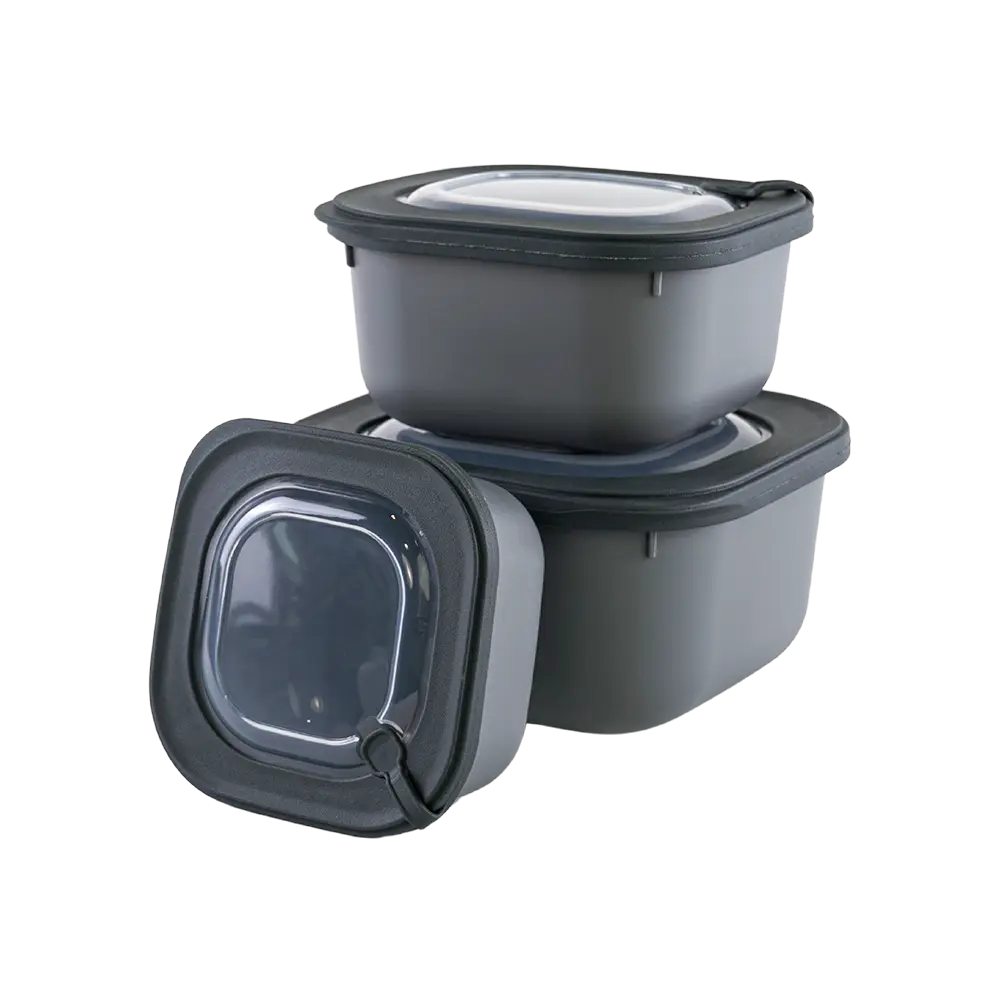 Dunya 3pcs microsafe grey storage containers set