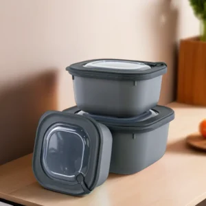 Dunya 3pcs microsafe grey storage containers set1