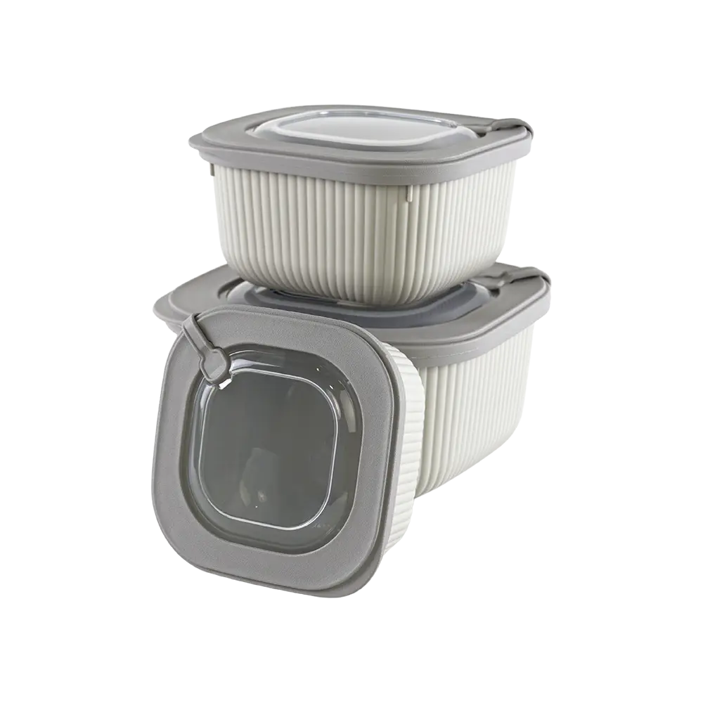 Dunya 3pcs ribbed design beige storage containers set