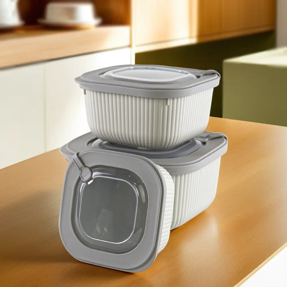 Dunya 3pcs ribbed design beige storage containers set1