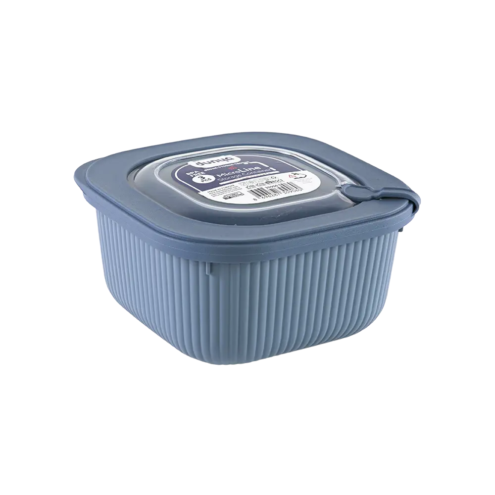 Dunya 3pcs ribbed design blue storage containers set2