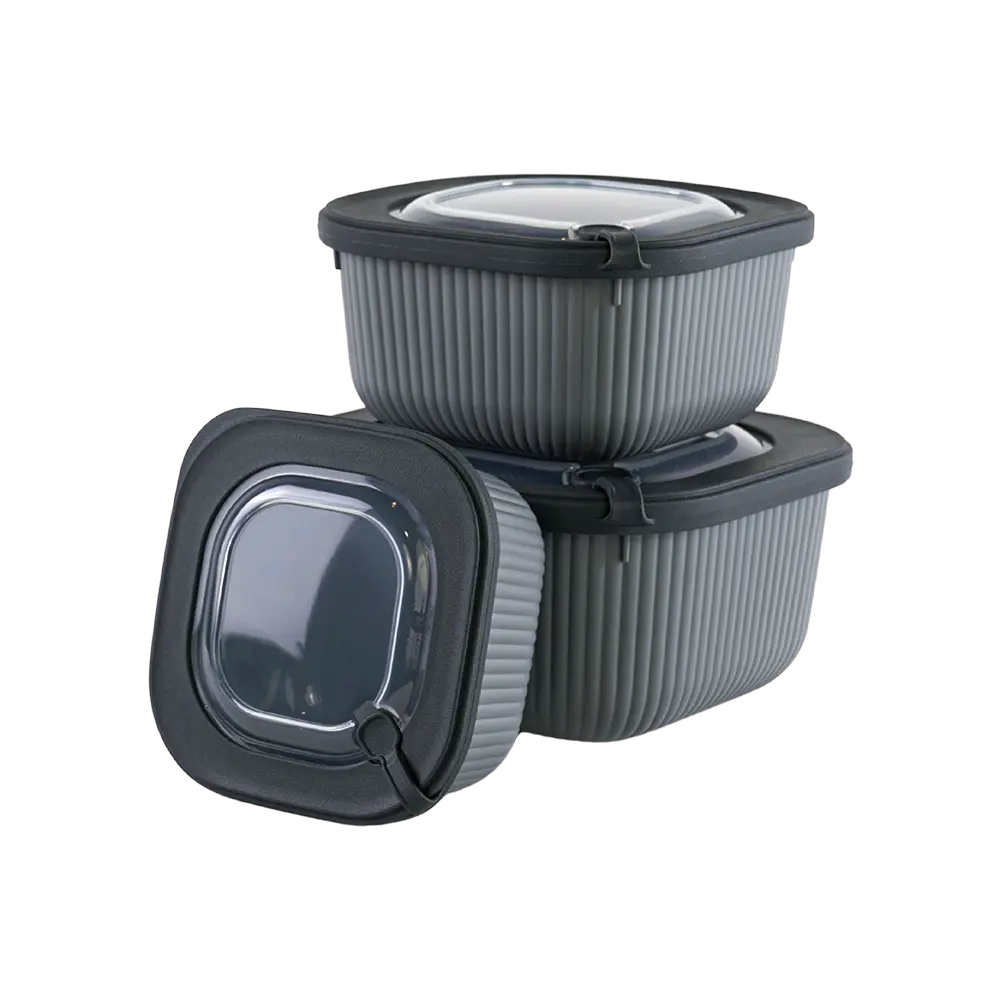 Dunya-3Pcs-Ribbed-Design-Grey-Storage-Containers-Set Dunya 3pcs ribbed design grey storage containers set