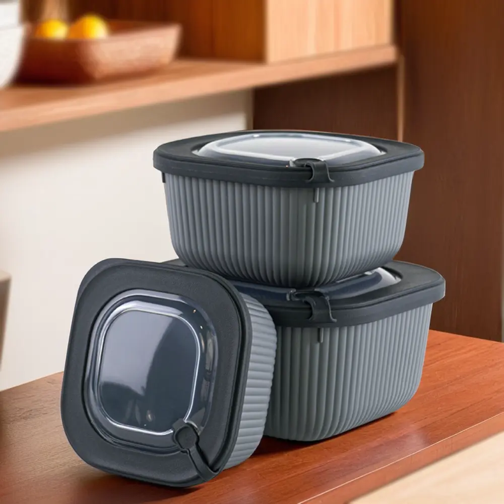 Dunya-3Pcs-Ribbed-Design-Grey-Storage-Containers-Set1 Dunya 3pcs ribbed design grey storage containers set1