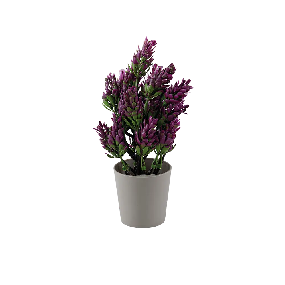 Eva dark purple & green plant with beige vase