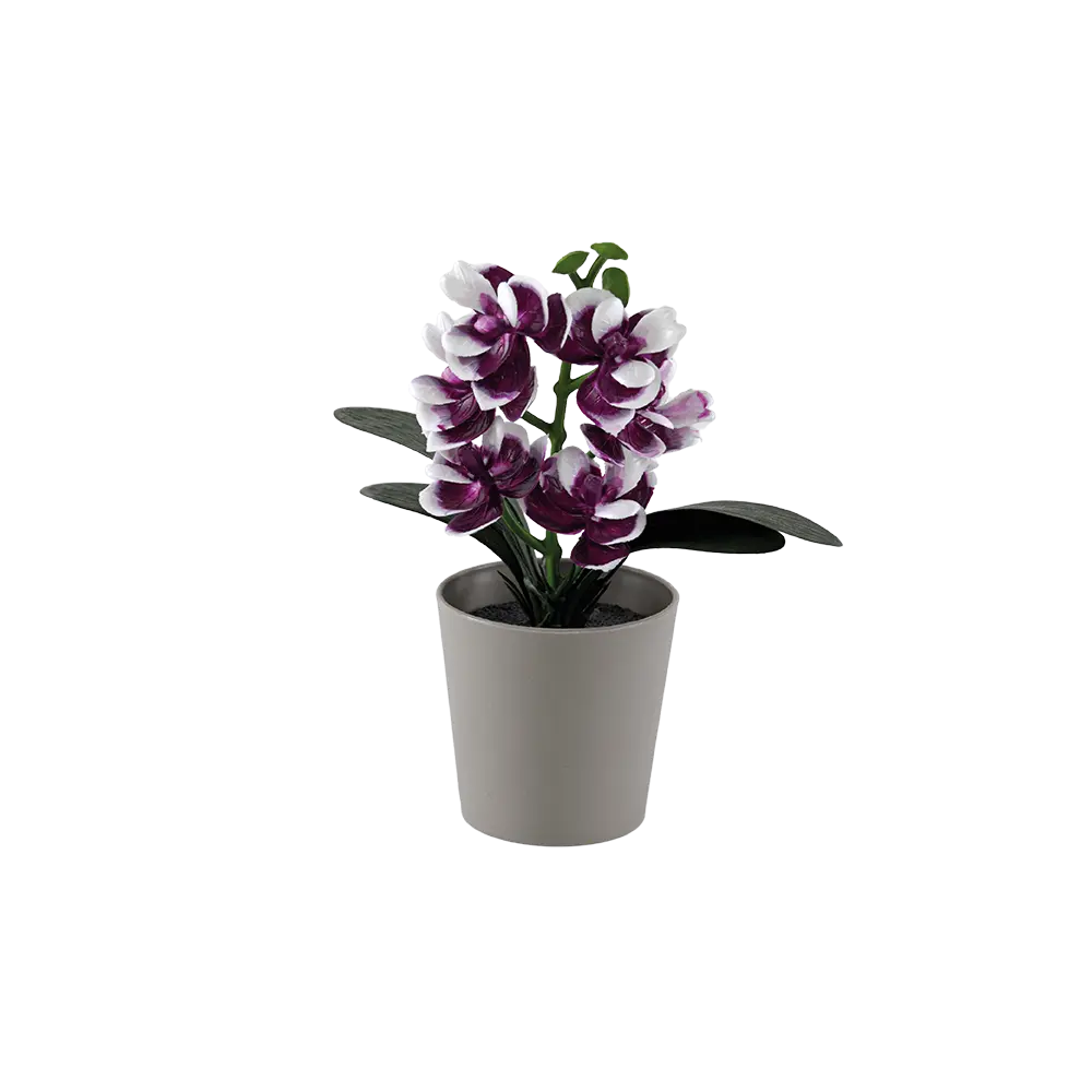 Eva dark purple & white flower with beige vase