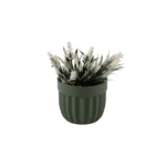 Eva heather white plant with green vase