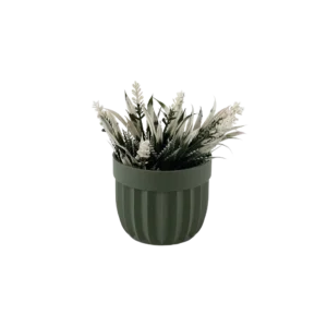 Eva heather white plant with green vase