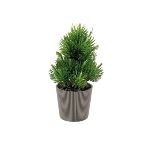 Eva pine plant with ribbed design beige vase